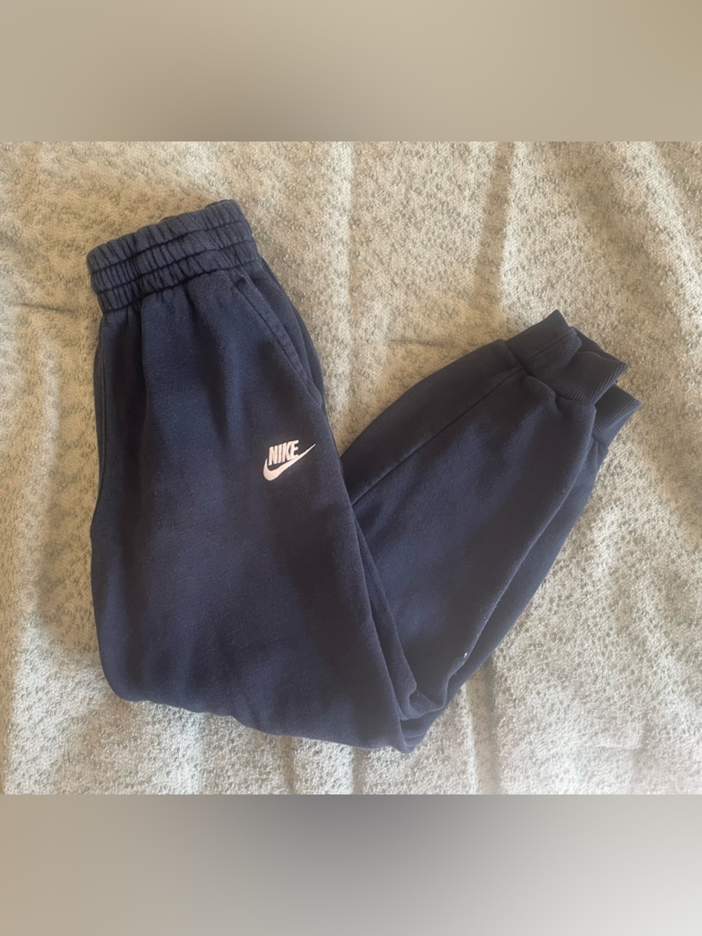 Nike Kids Black Jogger Sweatpants with White Swoosh
